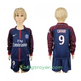 Billige Fotballdrakter Paris SG Cavani 9 Barn Hjemmedraktsett 2017/18 Langermet